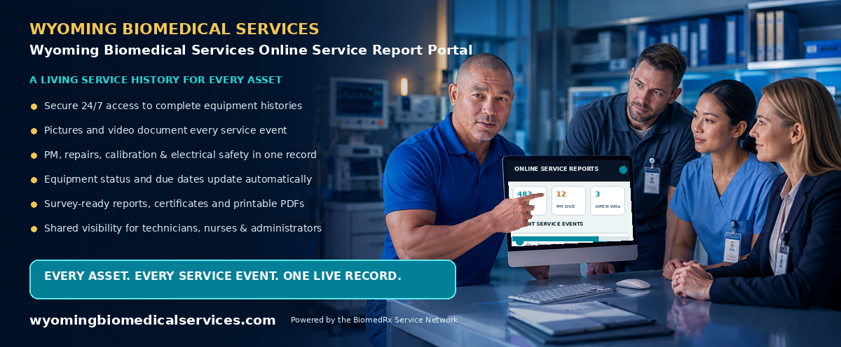 Wyoming Biomedical Services Online Service Report Portal — every service event, live in your secure online report portal; view a sample report